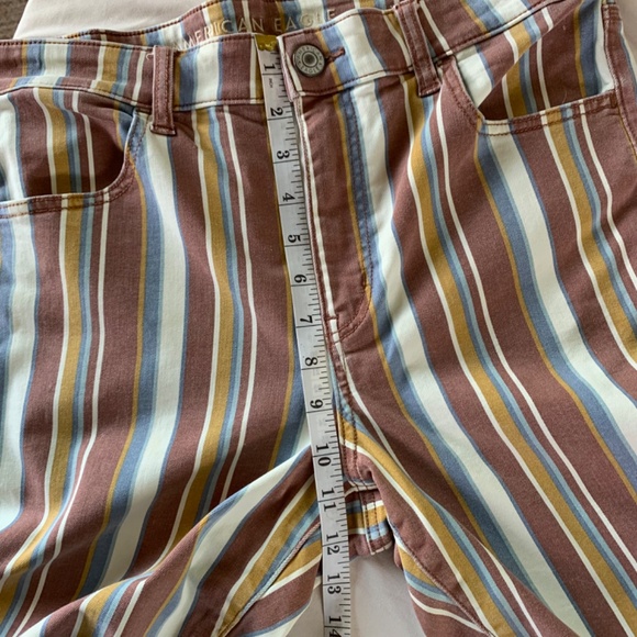 American Eagle Jeans 16 Short Hi-Rise Jegging Skinny Striped Stretchy Hippie - Picture 9 of 10